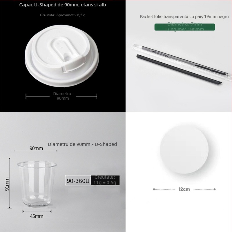 Pahar PET de unică folosință cu capac plat, formă ovală, capacitate 301–400 ml, imprimare personalizabilă