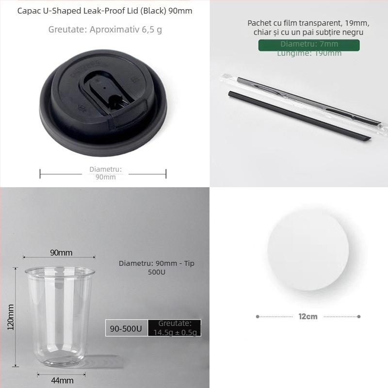 Pahar PET de unică folosință cu capac plat, formă ovală, capacitate 301–400 ml, imprimare personalizabilă