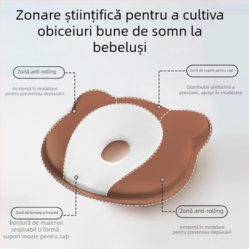 Pernă de formare pentru sugari, din spumă cu memorie, pentru corecția formei capului la nou-născuți — formă ursuleț sau canelură