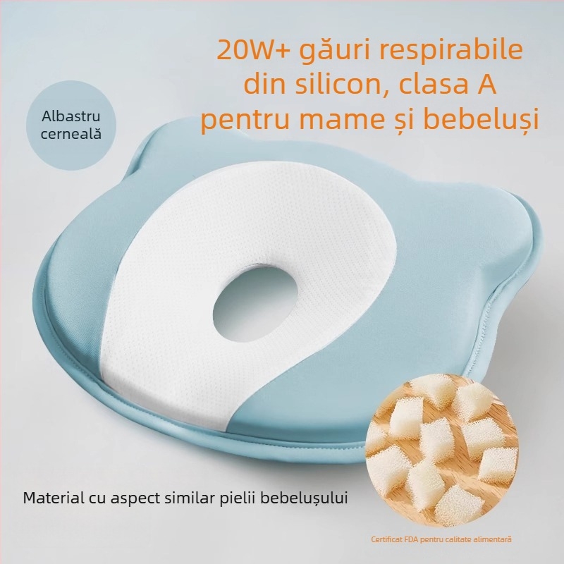 Pernă de formare pentru sugari, din spumă cu memorie, pentru corecția formei capului la nou-născuți — formă ursuleț sau canelură