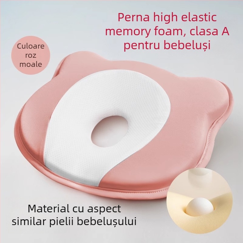 Pernă de formare pentru sugari, din spumă cu memorie, pentru corecția formei capului la nou-născuți — formă ursuleț sau canelură