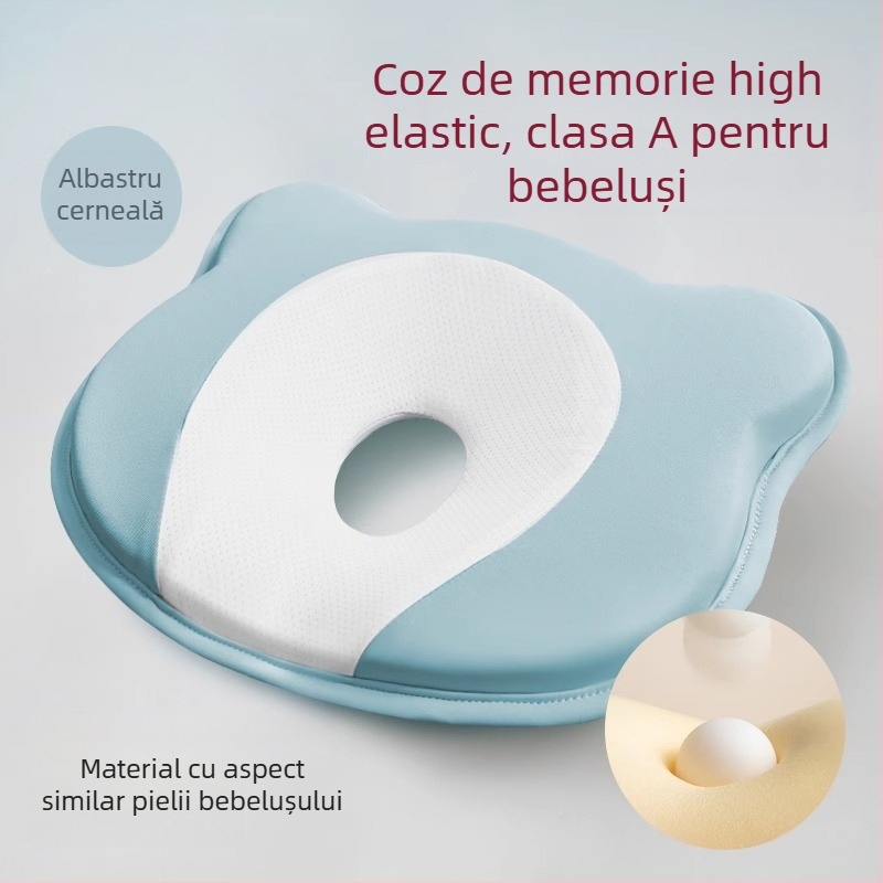 Pernă de formare pentru sugari, din spumă cu memorie, pentru corecția formei capului la nou-născuți — formă ursuleț sau canelură