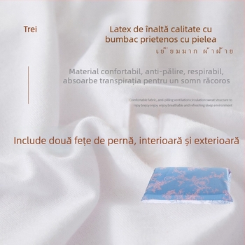 Pernă din latex natural ROYAL KNIGHT, conținut latex 90%+, formă dreptunghiulară, greutate 1,5–2 kg, țesătură tricotată