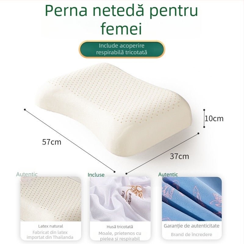 Pernă din latex natural ROYAL KNIGHT, conținut latex 90%+, formă dreptunghiulară, greutate 1,5–2 kg, țesătură tricotată