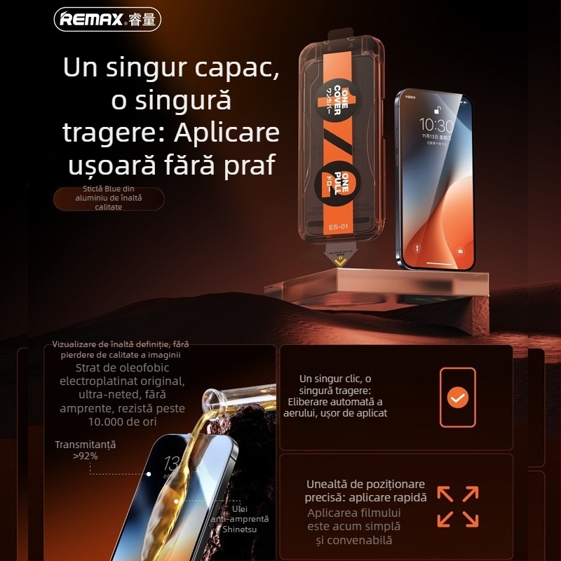 Remax protector de ecran din sticlă temperată, tip frontal, Es-01/Es-02, HD, pentru iPhone