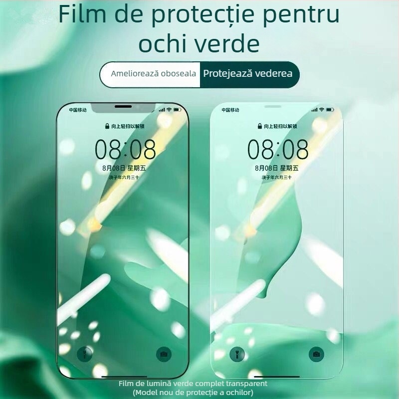 Protecție ecran din sticlă temperată pentru ecranul frontal iPhone 14, iPhone 14 Pro, iPhone 14 Pro Max și iPhone 13 Pro Max — Claritate HD, Anti-amprente, Anti-lumină albastră, Auto-reparare