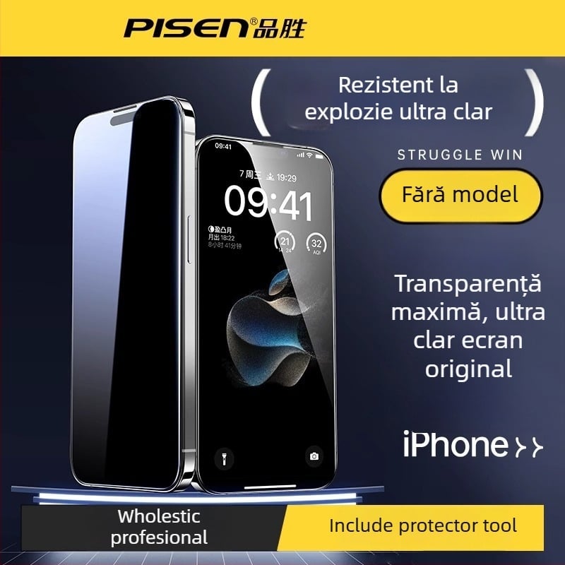 Pisen folie de protecție a ecranului din sticlă temperată HD pentru iPhone 13/13 Pro/Max și iPhone 14/14 Pro/Max