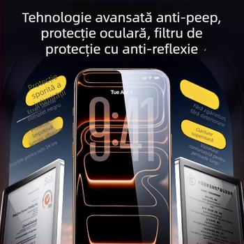 Pingsheng Protecție ecran din sticlă temperată anti-spion pentru iPhone 15–17 – HD, ecran complet