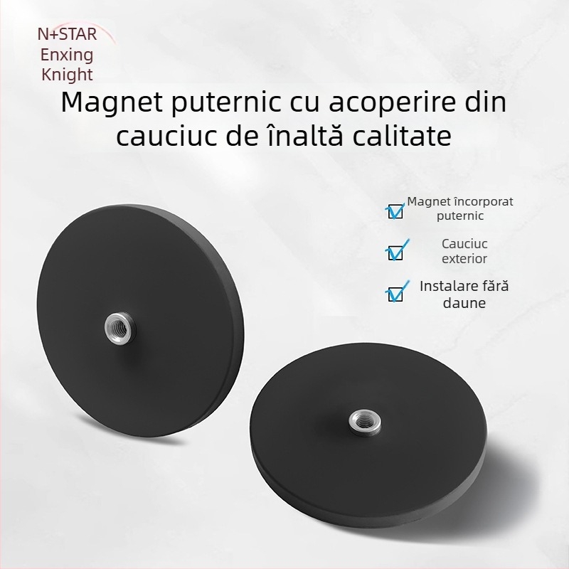 Bază magnetică puternică pentru suport LED spot; acoperire din cauciuc, magneți NdFeB, părți din fier; brand Star Knight, model NPHA-, compatibil universal