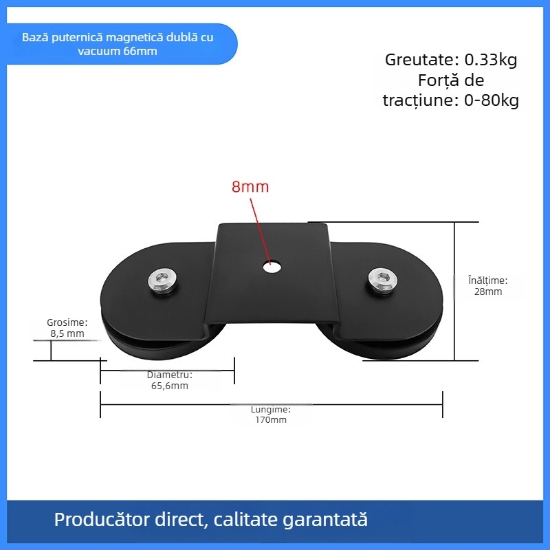 Bază magnetică puternică pentru suport LED spot; acoperire din cauciuc, magneți NdFeB, părți din fier; brand Star Knight, model NPHA-, compatibil universal