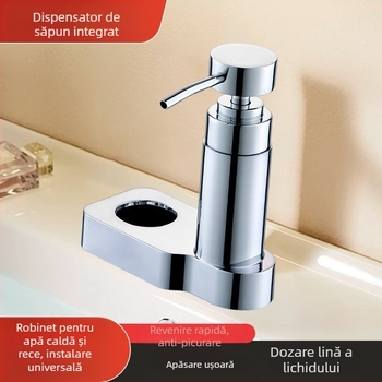 Dozator de săpun integrat multifuncțional cu robinet, rezervor extern, spumator pentru detergent de vase și dozator de dezinfectant pentru mâini