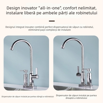 Dozator de săpun integrat multifuncțional cu robinet, rezervor extern, spumator pentru detergent de vase și dozator de dezinfectant pentru mâini
