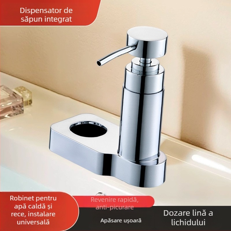 Dozator de săpun integrat multifuncțional cu robinet, rezervor extern, spumator pentru detergent de vase și dozator de dezinfectant pentru mâini