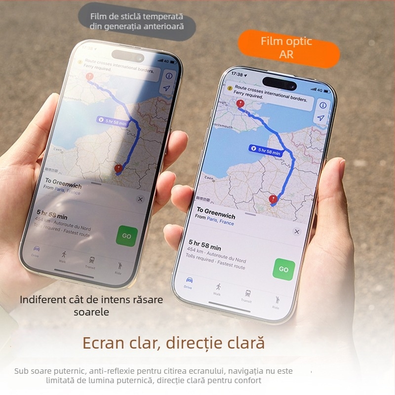 HBQ folie de protecție a ecranului frontal – sticlă din aluminiu de înaltă calitate, anti-reflexie, HD, rezistentă la zgârieturi, acoperire completă, pentru iPhone 17 Pro Max