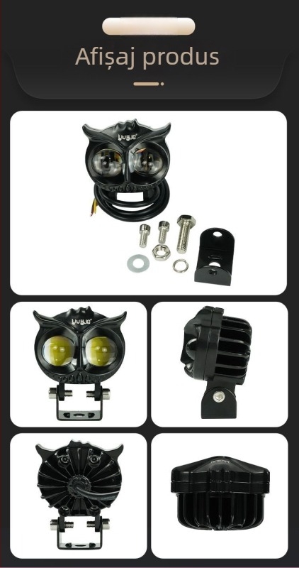 Far motocicletă LED cu fascicul înalt și jos, 2000LM, 12-80V, IP67, aliaj de aluminiu