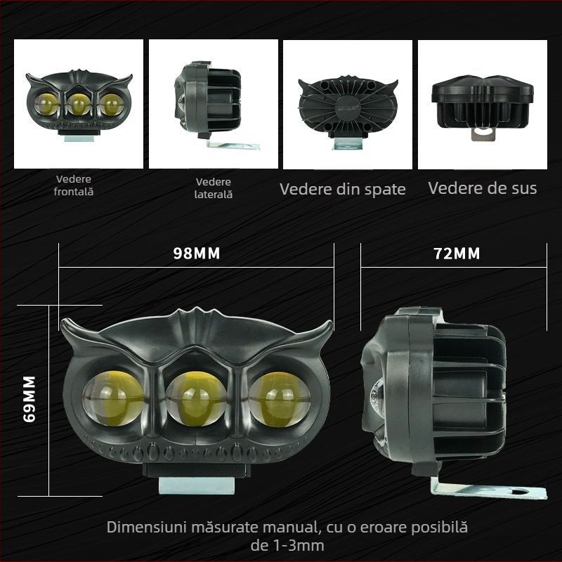 Far motocicletă LED cu fascicul înalt și jos, 2000LM, 12-80V, IP67, aliaj de aluminiu
