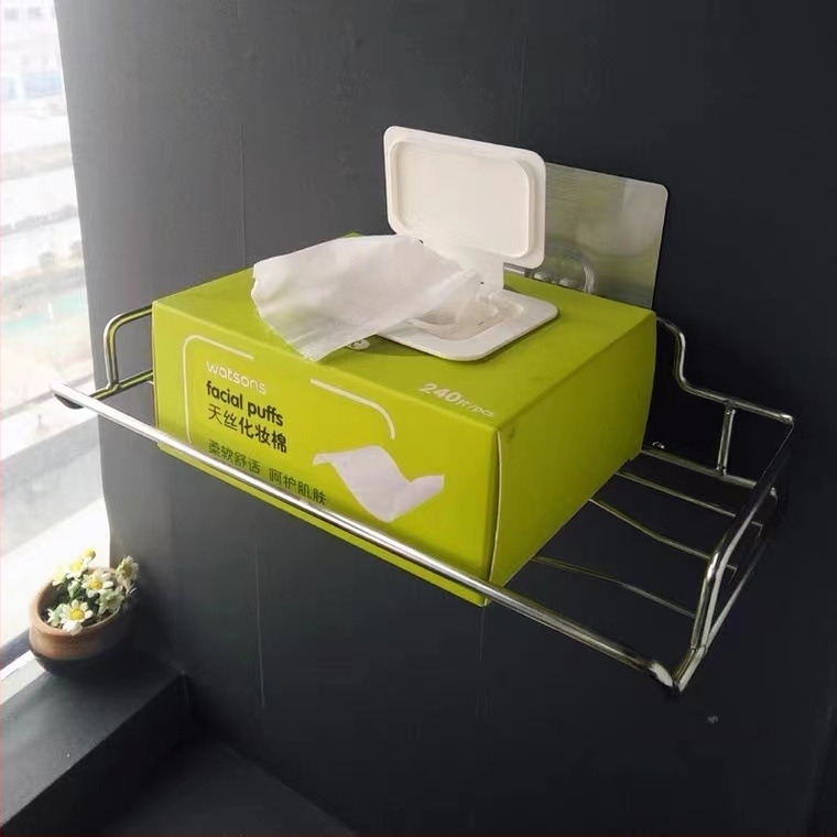 New Town Suport de perete pentru hârtie igienică din oțel inoxidabil, format pătrat, finisaj polizat, stil lux ușor, montaj fără găuri