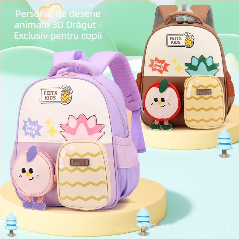 Rucsac pentru grădiniță, ușor, unisex, din poliester, cu bretele cu pernă de aer și imprimeu desen animat