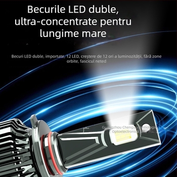 Becuri LED pentru faruri, compatibile H1/H4/H7/H11/9005/9006/9012, 130W/pair, 12V, IP68, 50000h durată de viață, 5000–11000 lm