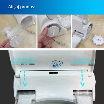 Capac de toaletă în formă de U, auto-schimbător, cu bandă de plastic de unică folosință — ABS, tip instant, distanța dintre găuri reglabilă 13–18