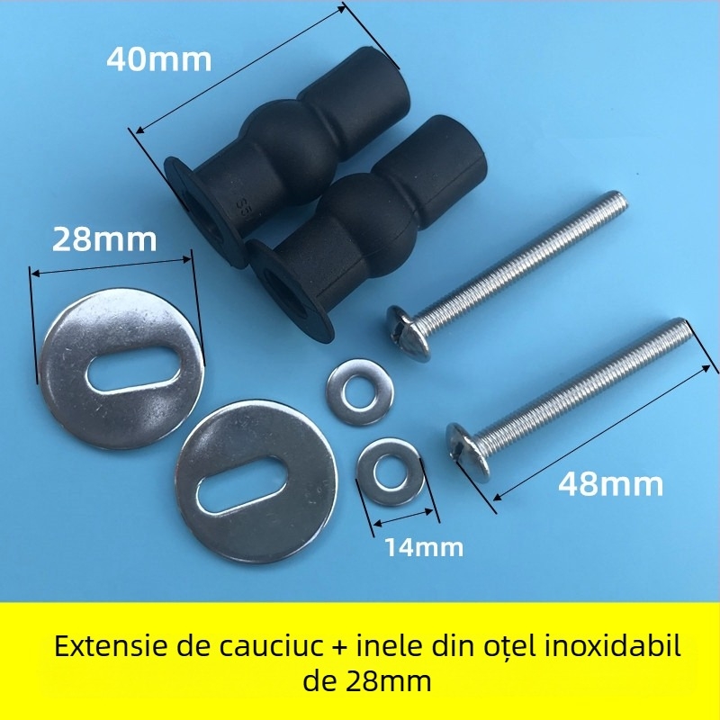 Capac de toaletă cu șuruburi de expansiune, ABS, amortizor, distanță între găuri reglabilă 14 mm, model Stainless Steel Gasket Screw