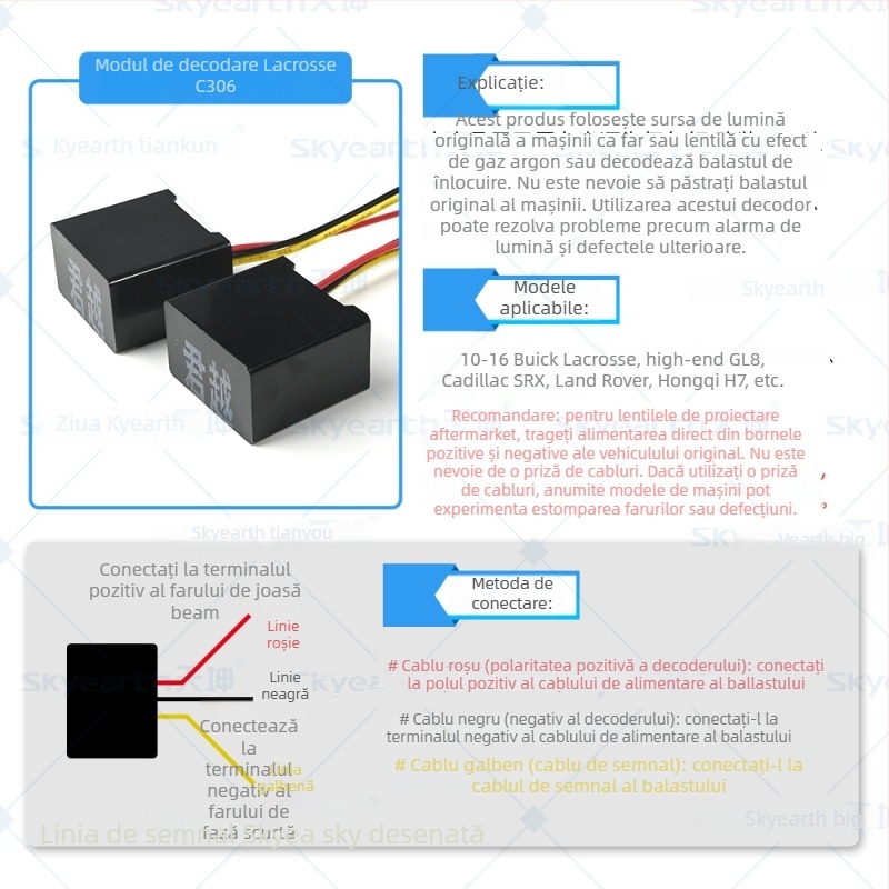 Decodor auto pentru lentile LED/HID cu modul de reglare în trepte și ștergere a codurilor de erorare – Tian Kun Lens-Specific Decoder, Procesare personalizată: Da