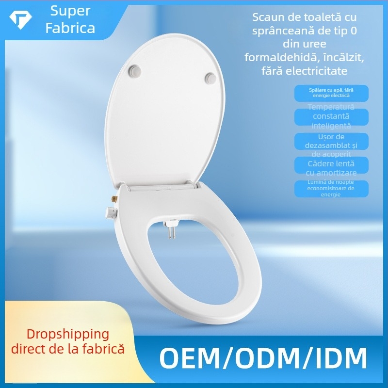 Cap de toaletă inteligent cu încălzire și LED, absorbție la șocuri, distanță reglabilă între găurile de montaj 109–229 mm, model S013-02, material PP