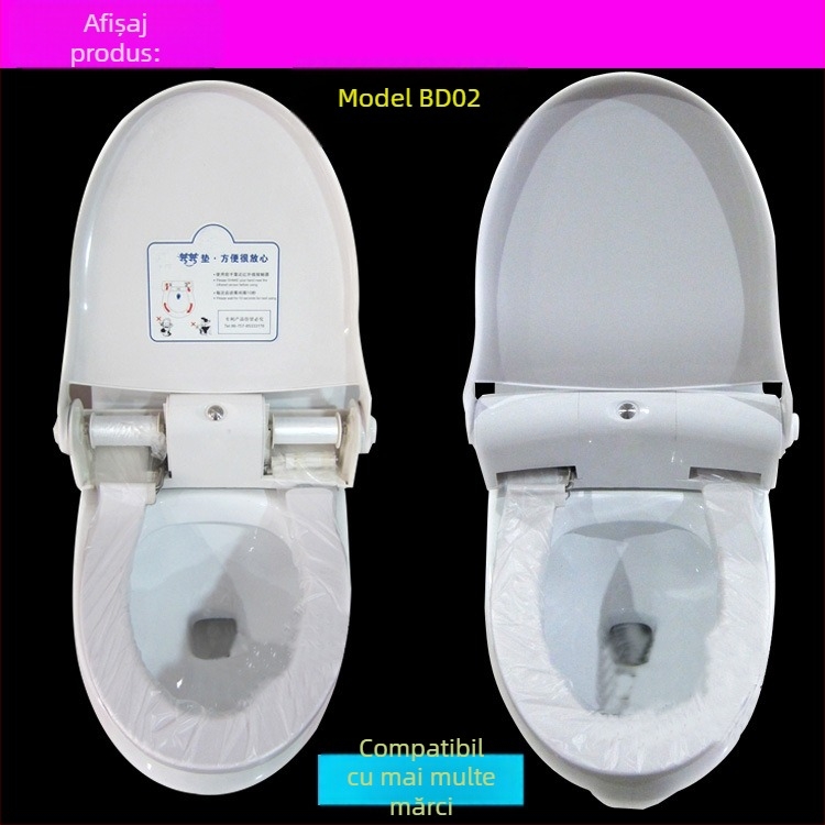Acoperire de unică folosință pentru vasul de toaletă – film plastic PE, marca Rotating pad, carton 277×277×123 mm