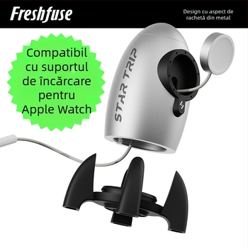 Suport de încărcare pentru Apple Watch, din aliaj de aluminiu de aviație, bază din silicon, compatibil cu Apple Watch, 254 g