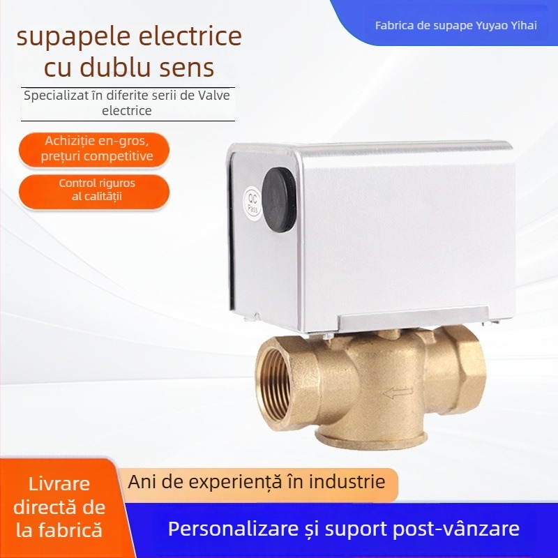 Valvă electrică cu două sensuri Yihai, conexiune filetată, construcție dreaptă, tip sferic, mediu: apă rece și caldă