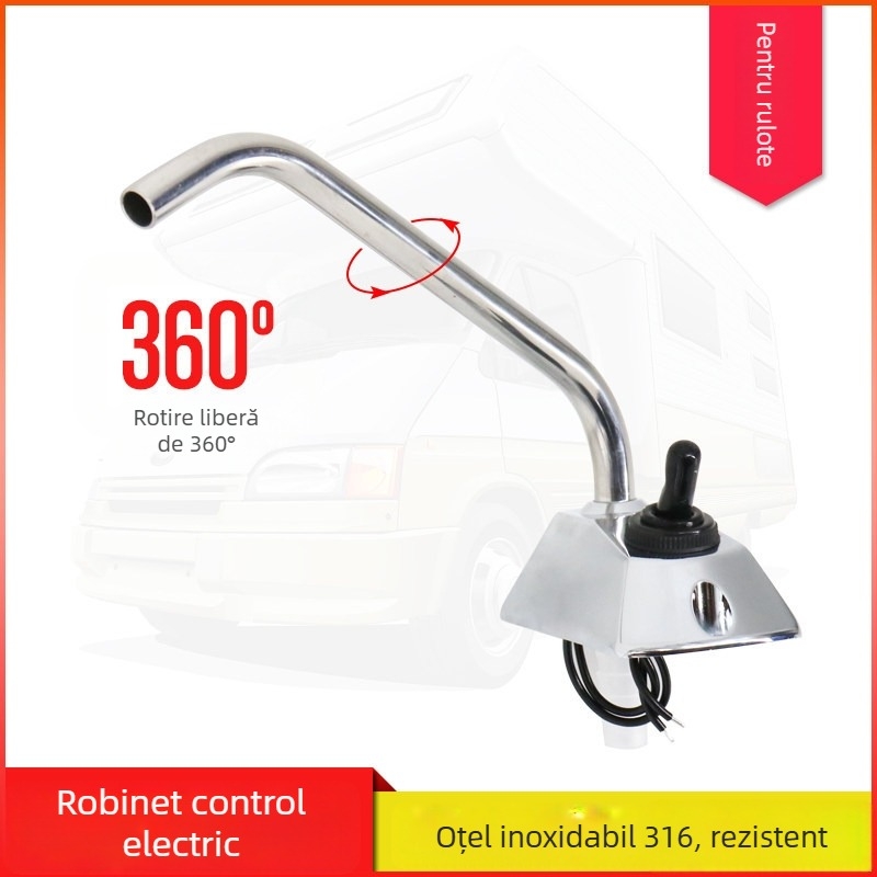 Robinet de apă cu control electric pentru RV | Oțel inoxidabil | Pentru sistemul de apă RV și pompa rezervorului