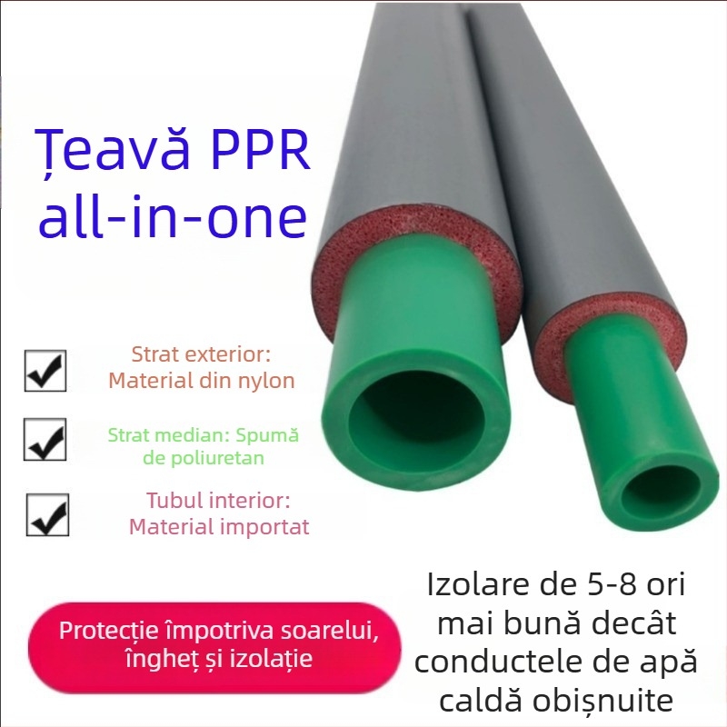 YFT Țeavă PPR izolată integrată cu spumă poliuretanică, compozit triplu-strat, protecție UV, model 20-63