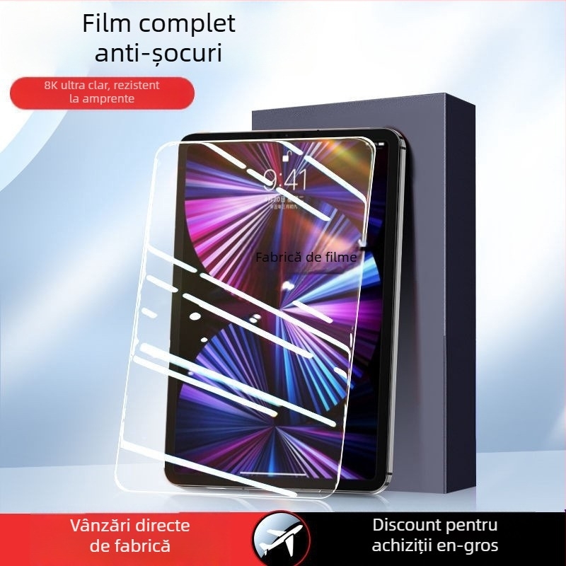 Protecție ecran din sticla temperată pentru iPad mini 6, iPad Air 5 și iPad 4; prelucrată cu precizie, compatibilă cu tableta Apple