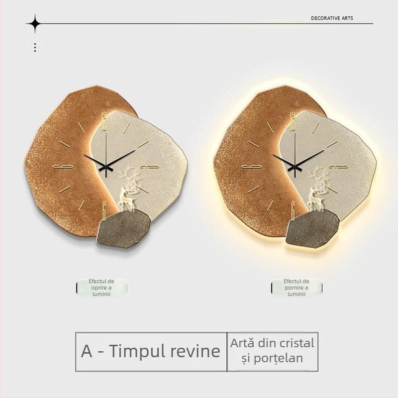 Ceas de perete Deng-483, stil minimalist italian, alimentare cu baterie, mișcare sweep a secundelor, afișaj cu ace