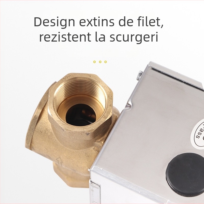 Supapă electrică de apă cu două căi, conexiune filetată, flux de trecere, pentru apă caldă și rece, 0–90°C