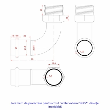 Fitings din oțel inoxidabil pentru conducte – cot 90° cu filet extern, conexiune prin compresie, 304/316L, rezistent la temperaturi înalte