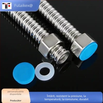 Furtun de intrare pentru boiler, pentru apă caldă și rece, din oțel inoxidabil 304, conductă ondulată metalică cu capete filetate robuste