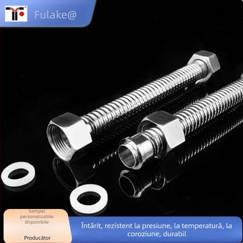 Furtun de intrare pentru boiler, pentru apă caldă și rece, din oțel inoxidabil 304, conductă ondulată metalică cu capete filetate robuste