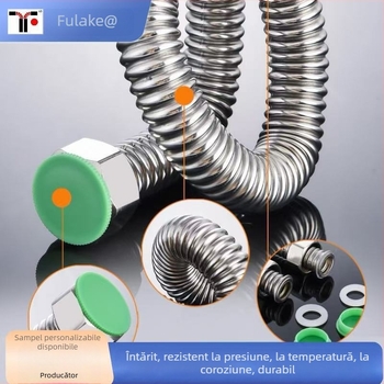 Furtun de intrare pentru boiler, pentru apă caldă și rece, din oțel inoxidabil 304, conductă ondulată metalică cu capete filetate robuste