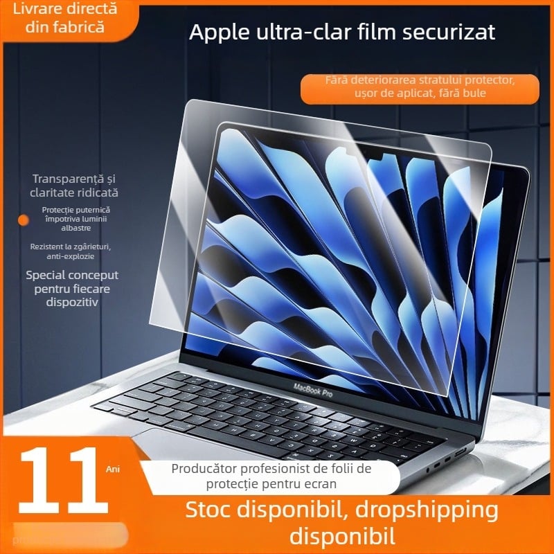 Protecție ecran temperată pentru Apple MacBook Air M2, 13 inch, anti-lumină albastră