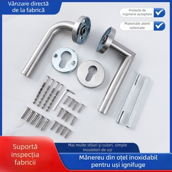 Mâner de încuietoare pentru ușă de incendiu din oțel inoxidabil, model Mbs001, stil modern minimalist, opțiuni de mânere: curbă simplă, curbă dreaptă, curbă dublă