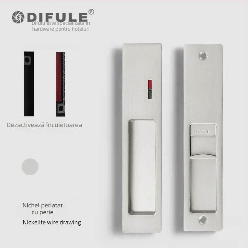 DIFULE DFL-072A încuietoare pentru uși glisante, aliaj zinc, stil Japonez, mâner încastrat ascuns, minimalist modern