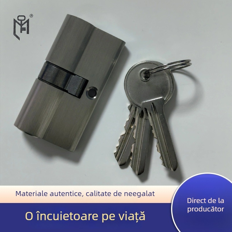 Cilindru de încuietoare pentru uși interioare din lemn, cu canelură S dublă, aliaj de zinc