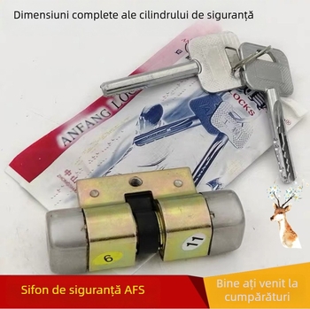 Cilindru de încuietoare pentru ușă exterioară, model AFS, aliaj de cupru, stil modern minimalist, greutate 0.5