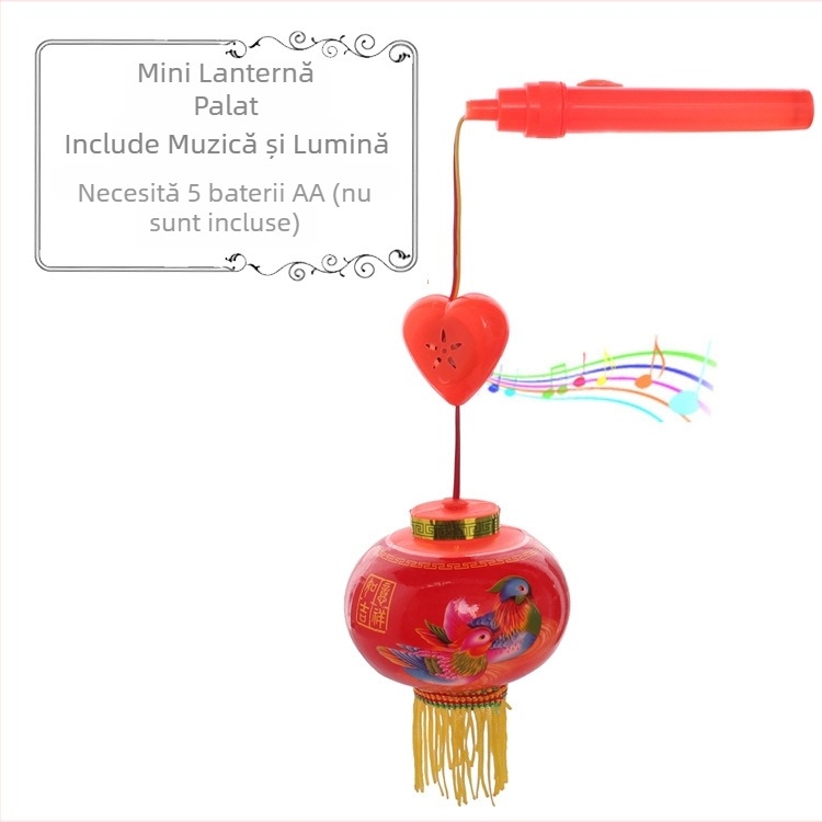 Fanar LED hexagonal cu motiv de lotus, luminos și muzical, din plastic, lanternă de mână pentru copii peste 14 ani