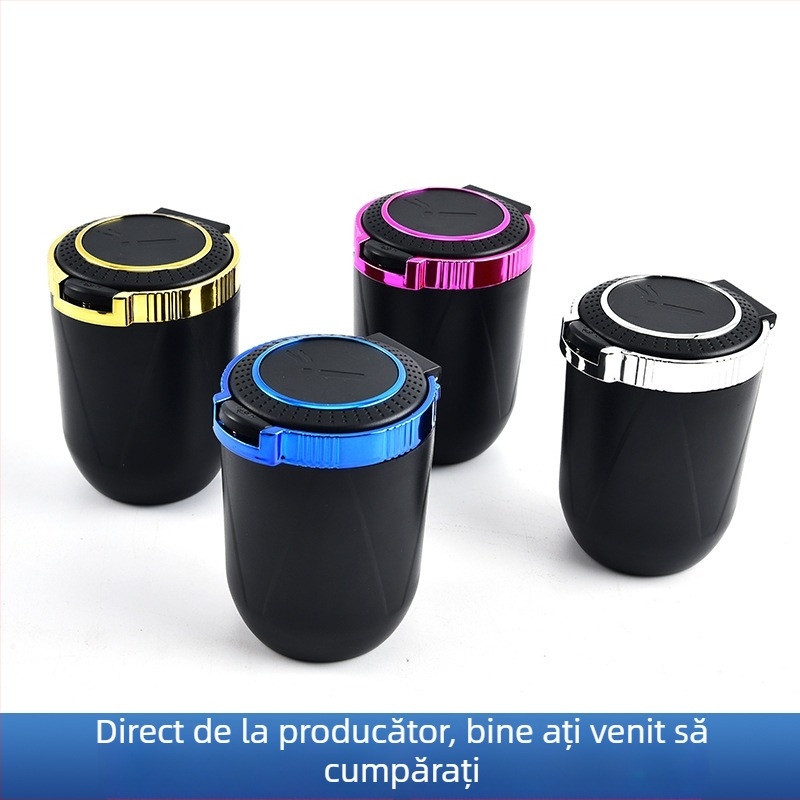 Cenușar auto cu capac, ABS + strat metalic, model 69, turnare prin injecție, greutate 100 g, universal pentru vehicule