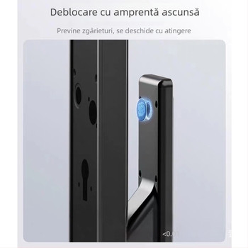 Lacăt inteligent pentru ușă cu recunoaștere facială și amprentă, vizor optic și interfon (100 amprente • >3.000.000 de deblocări • <0,3 s scanare • <0,00001 rată falsă • -10 până la 65°C)