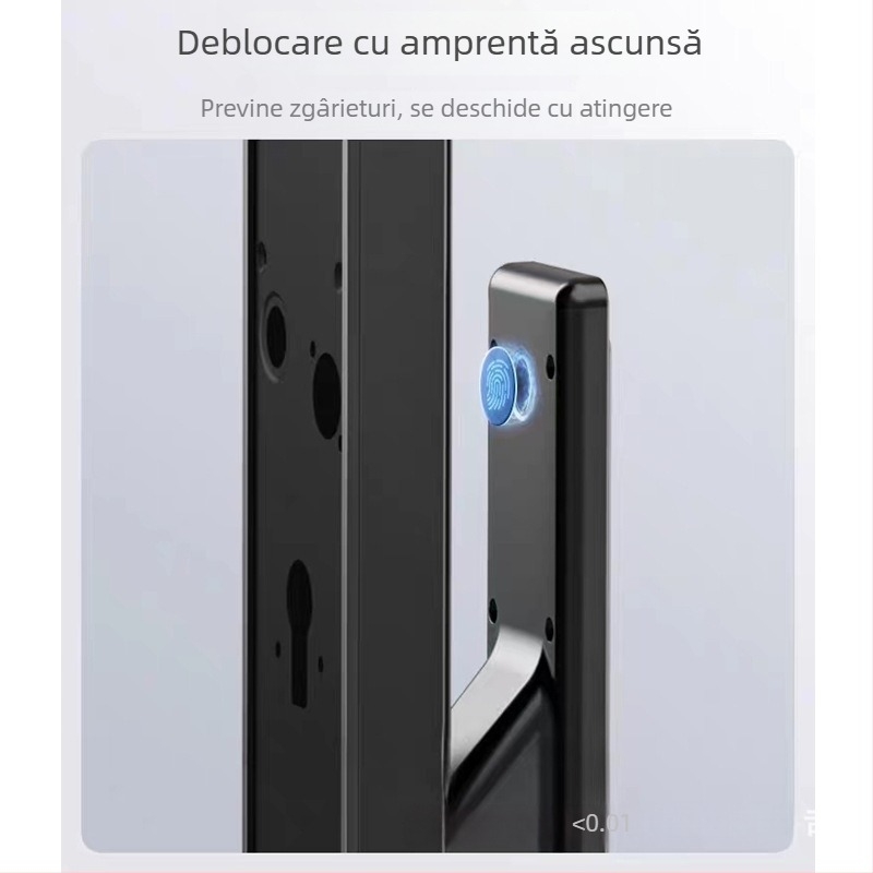 Lacăt inteligent pentru ușă cu recunoaștere facială și amprentă, vizor optic și interfon (100 amprente • >3.000.000 de deblocări • <0,3 s scanare • <0,00001 rată falsă • -10 până la 65°C)