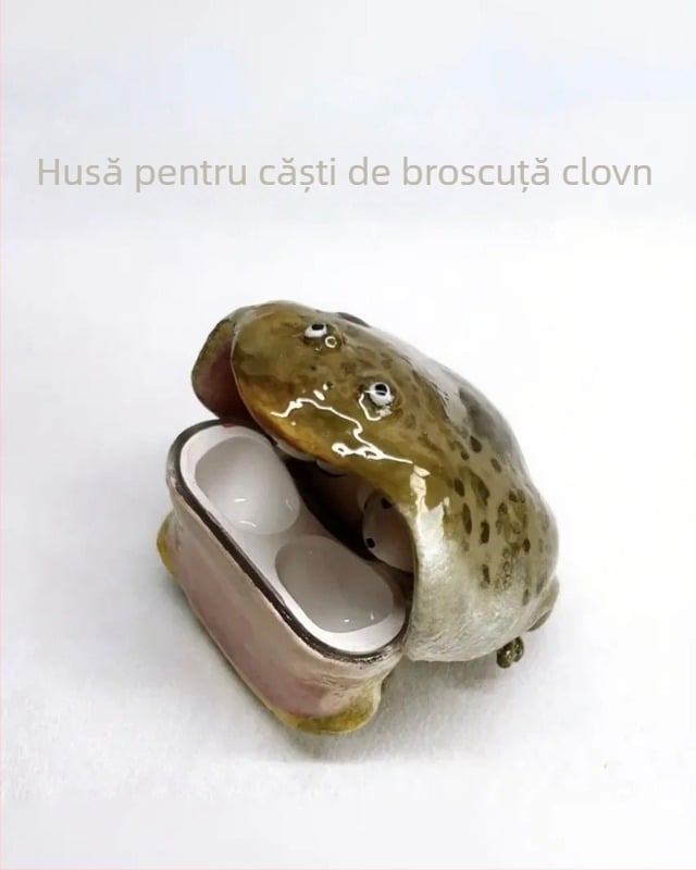 Husă pentru căști Ugly Frog, carcasă rigidă, lucrată manual, pentru Apple