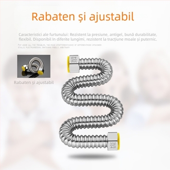 Furtun flexibil din oțel inoxidabil 304, cu filet, pentru alimentare cu apă caldă și rece, model BL-BW, Braun
